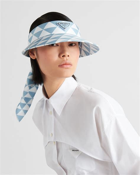 prada white visor|Sky Blue/white Printed Silk Twill Visor .